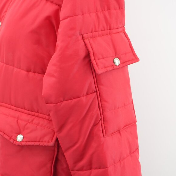 Vintage 1970s Red Quilted Puffer Jacket - Retro Insulated Workwear Coat Size Med - Picture 4 of 10
